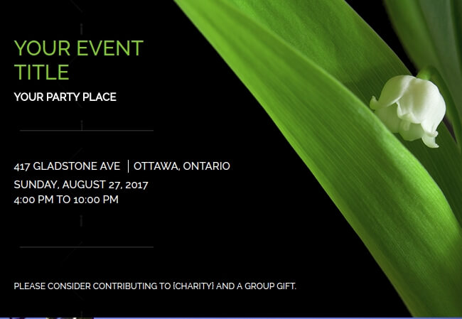 Modern party invite featuring floral elements
