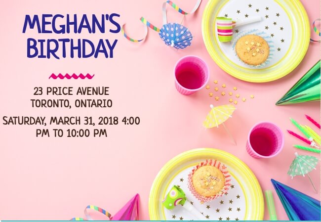 Bright and cheerful birthday invitation for kids with charity feature
