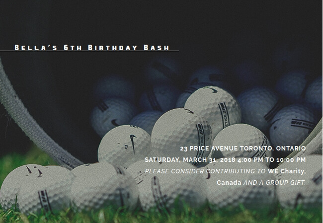 Creative birthday invitation featuring a sports theme and charity donation