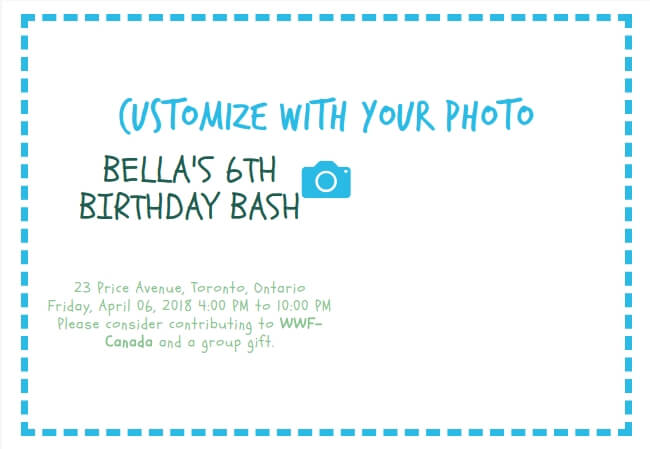 Digital party invite with sustainable design
