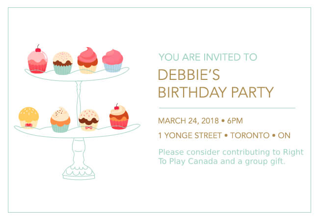 Minimalist and customizable kids birthday invite with charity donation