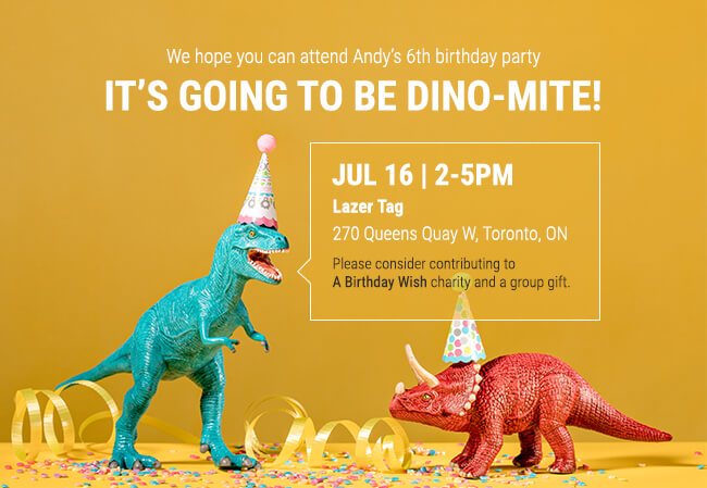 Editable kids birthday invitations supporting non-profits
