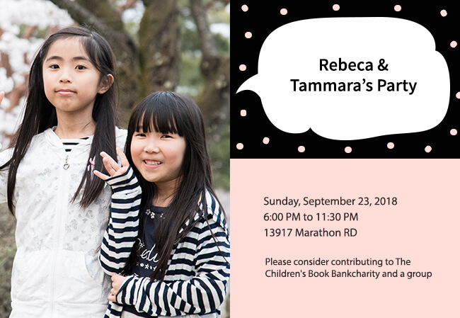Eco-friendly and charity-supporting kids party invitations