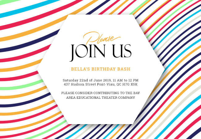 Interactive kids birthday invitations with charity support