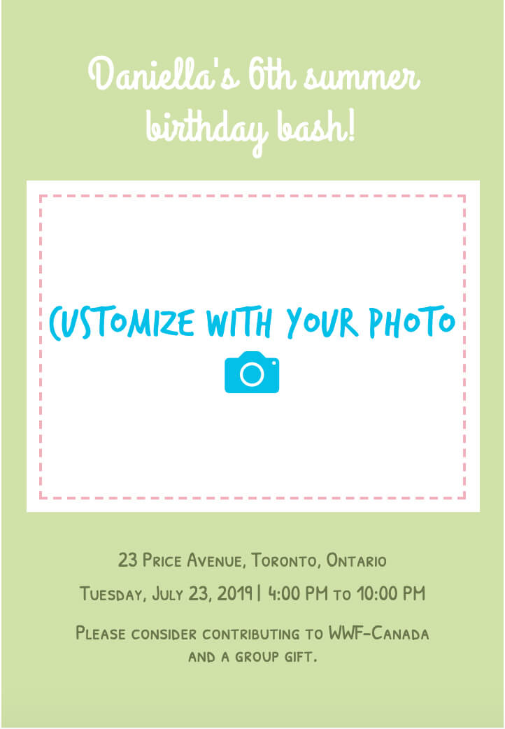Editable event invitation for birthday celebrations