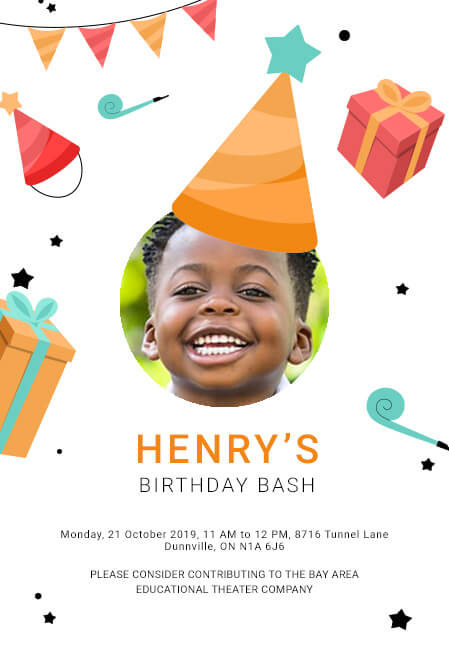 Creative and eco-friendly birthday celebration invite with donation option