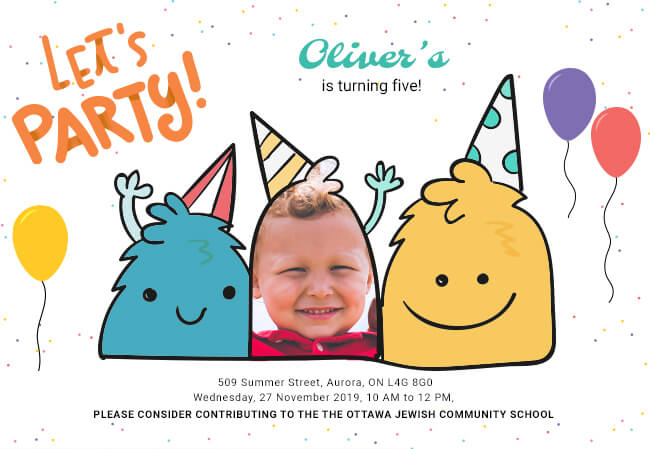 Fun and colorful customizable birthday invitation
