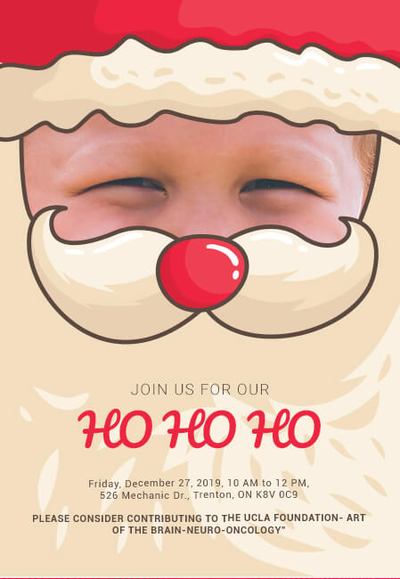 Fun and vibrant Christmas party invite with charity giving