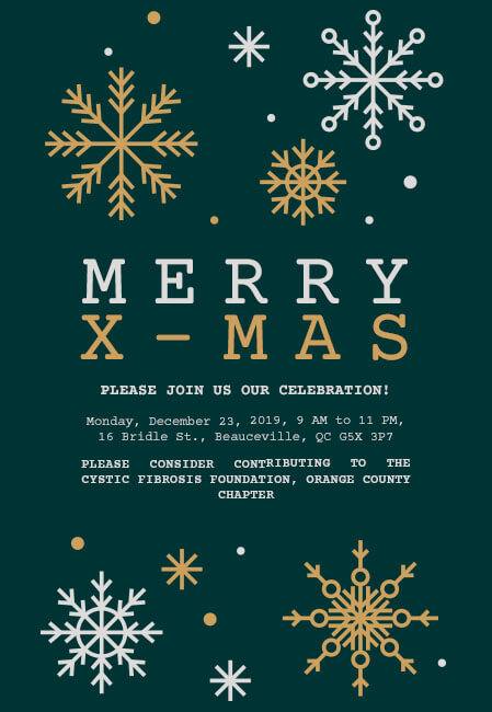 Personalized invitations for Christmas parties with charitable giving