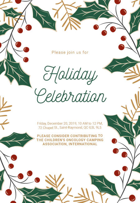 Personalized Holiday celebration party invitations that support charities