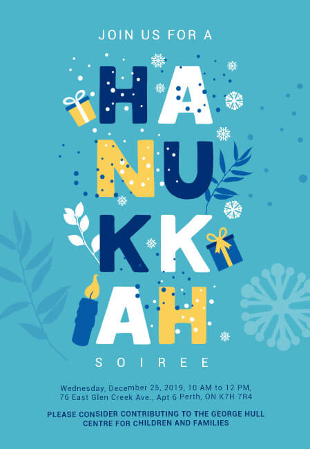 Personalized Hanukkah party invitations that support charities