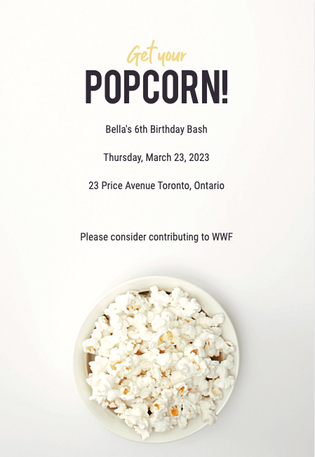 Personalized invitations for children’s parties with charitable giving
