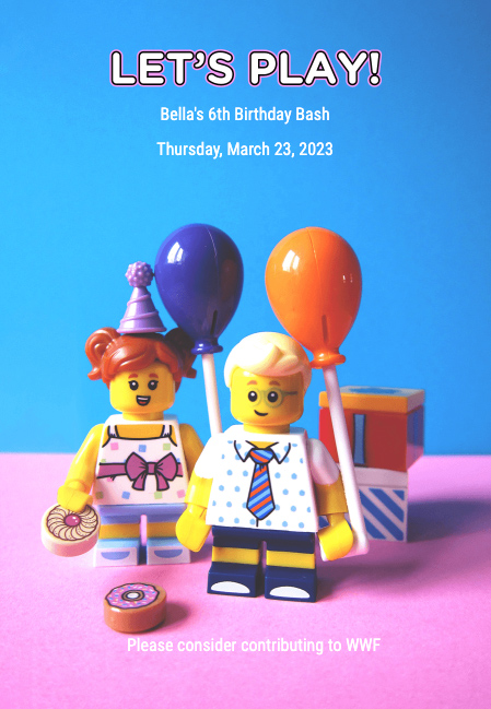 Charity-based birthday invitations for kids—customizable and fun