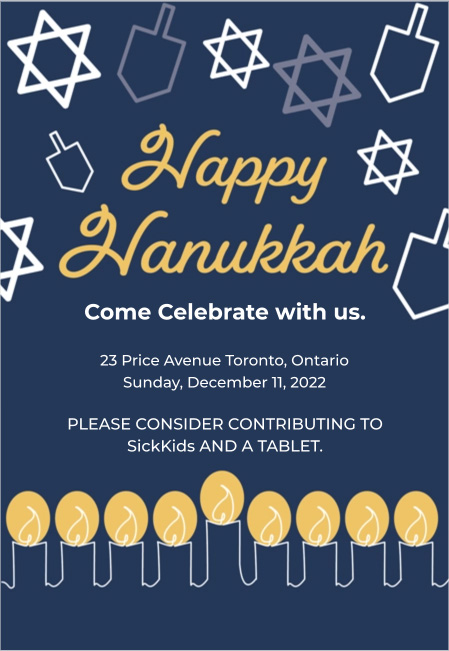 Customizable party invitation with donation feature