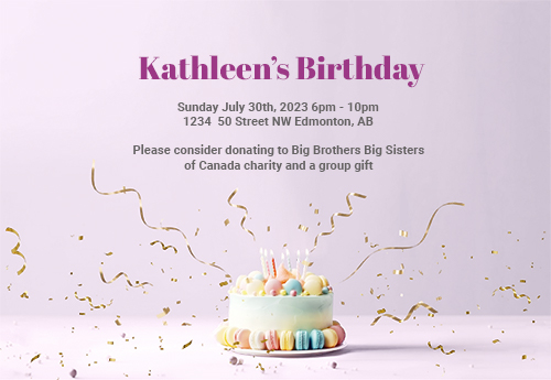 Colorful birthday invitation supporting charity
